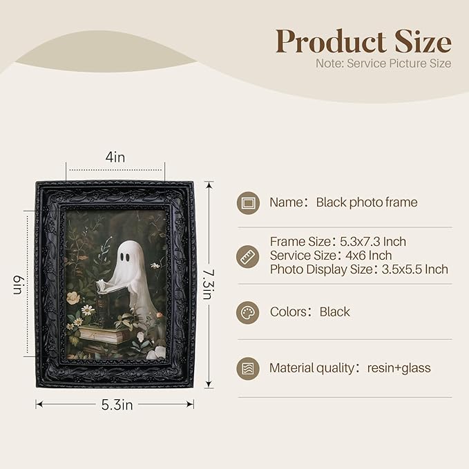 Cuspin Black Picture Frame Set of 2 Vintage Baroque Frames, Ornate Resin Photo - Image 7