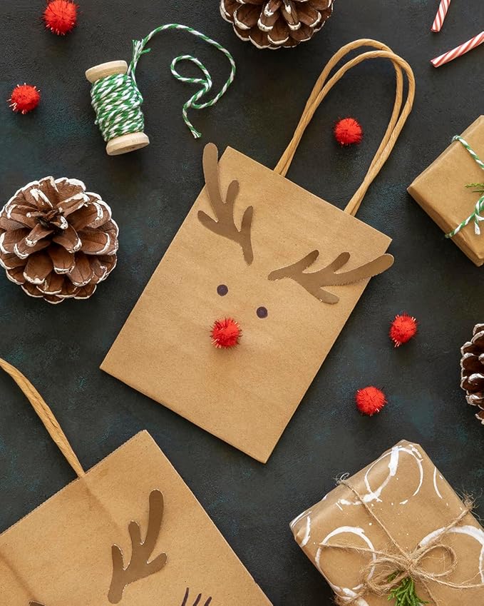 qiqee 100-Packs Brown Paper Gift Bags - Image 2