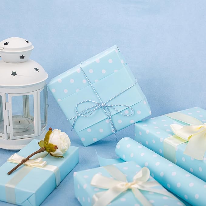 Flyhill Blue Wrapping Paper, Reversible Gift Wrap Paper - Image 6
