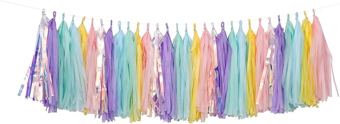 Fonder Mols Colorful Tissue Tassel Garland DIY Kit Pink Pastel Ombre Tassel by FonderMols