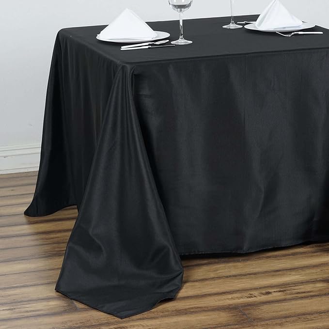 Efavormart 90" Black Wholesale Linens Polyester Square Linen Tablecloth - Image 2