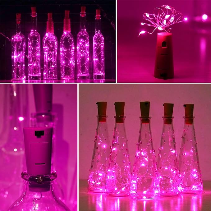 Wine Bottle Lights with Cork 15Pack 10 LED 40 Inches Battery Operated Silver - Image 5