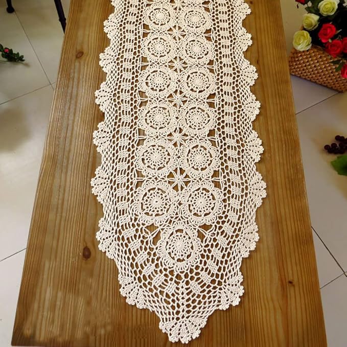 Cotton Handmade Crochet lace Table Runners Oval Tablecloth Doilies Doily Table - Image 3