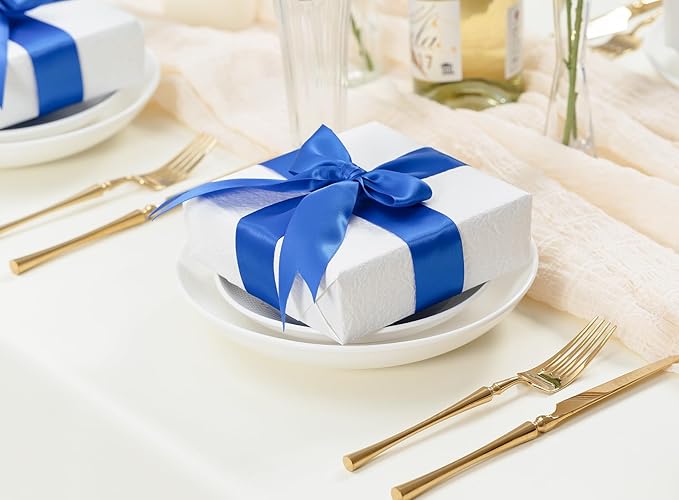 Royal Blue Satin Ribbon 1-1/2 Inch x 50 Yards Double-Faced Ribbons - Image 5