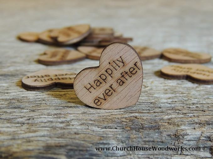Wooden Heart Confetti ~ Happily Ever After ~ Wood Hearts, Wood Confetti - Image 4
