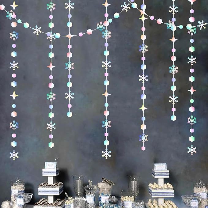 Snowflake-Snow Iridescent-Holographic Christmas Party-Decorations Streamers - - Image 6