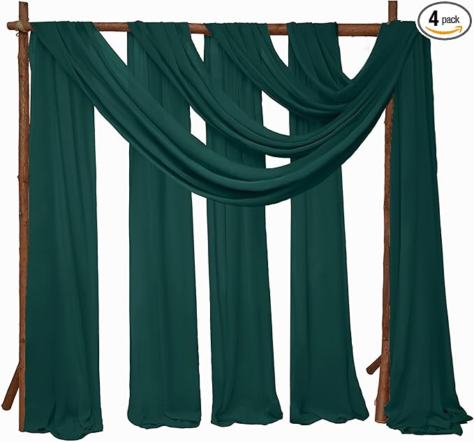 4 Panels Wedding Arch Draping Fabric 28" x 20 Ft Chiffon Wedding Arch Drapes by SATULGAU