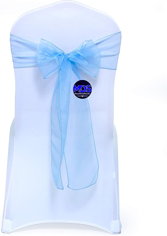 MDS Pack of 125 PCS Organza Chair Sashes Wider Dining Chair Bows Ribbon Tie Back by MDS