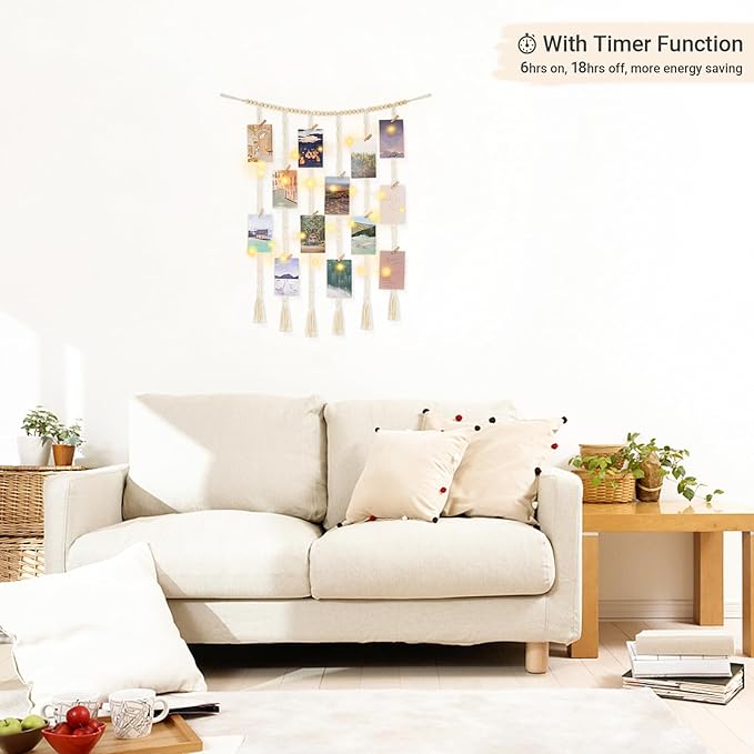 Mkono Macrame Hanging Photo Display Wall Decor - Image 3