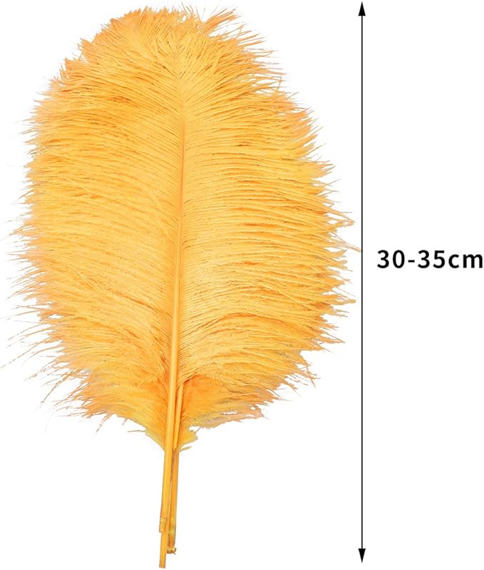 12pcs Natural Luxury Gold Ostrich Feathers 12-14inch - Image 3