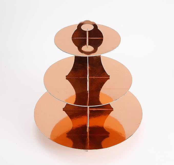 3-Tier Cupcake Stand, Rose Gold Cardboard Cake Stand holder, Tiered DIY Cupcake - Image 3