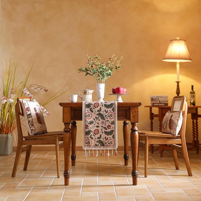 ISAENNE Designer Provence Elegant Linen Extra Long Table Runner 118 Inches - Image 3