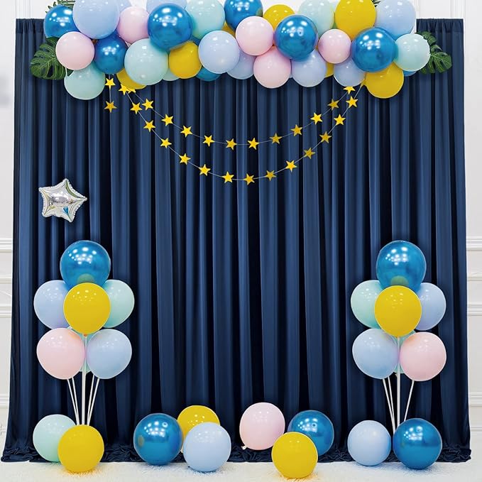 50 ft x 10 ft Wrinkle Free Navy Blue Backdrop Curtain - Image 8