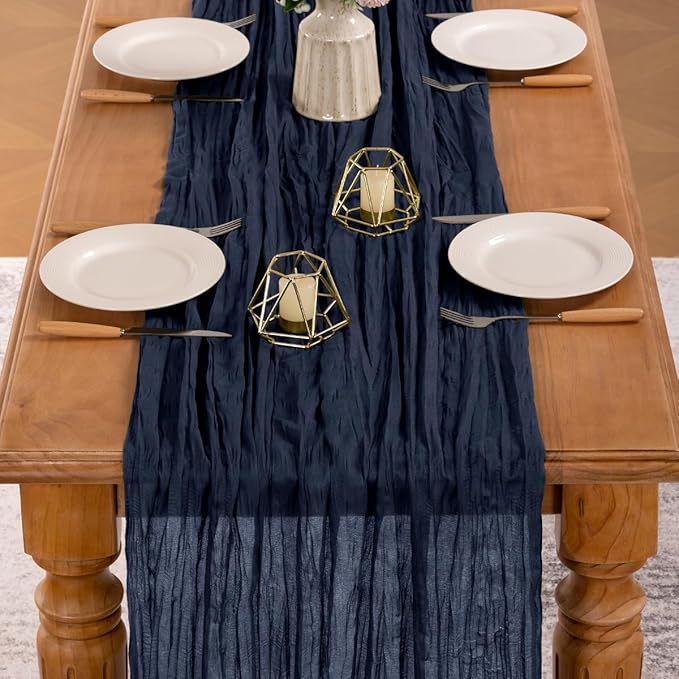 MLMW 4 Pack Navy Blue Table Runner Cheesecloth Boho Gauze Rustic Cheese Cloth - Image 4