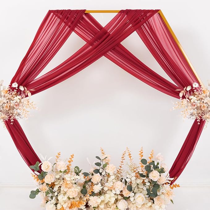 MLMC Red Wedding Arch Draping Fabric 2 Panels 29" x 20 FT Extra Long Gauze - Image 6