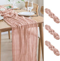 Asee'm 3pcs Cheesecloth Table Runner 120 Inches Dusty Pink Boho Gauze Cheese by Aseem