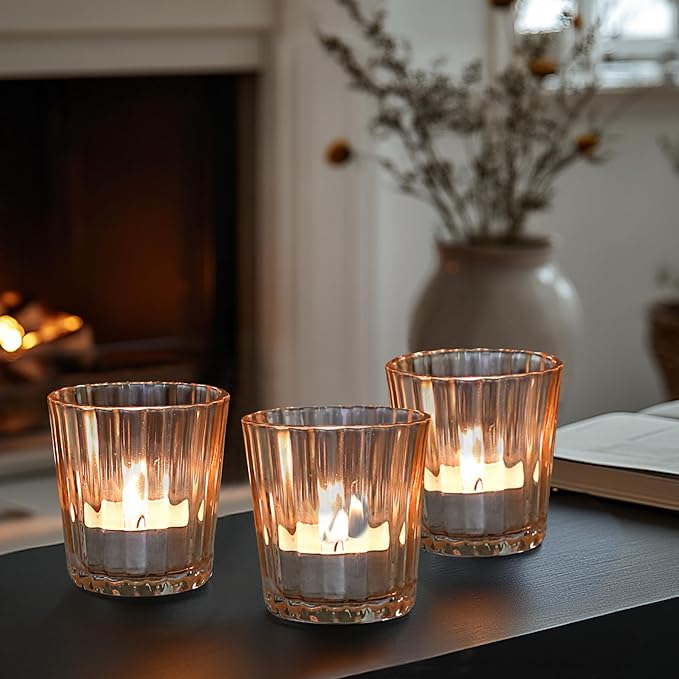 ComSaf Votive Candle Holders, Ribbed Tealight Candle Holder - Image 9