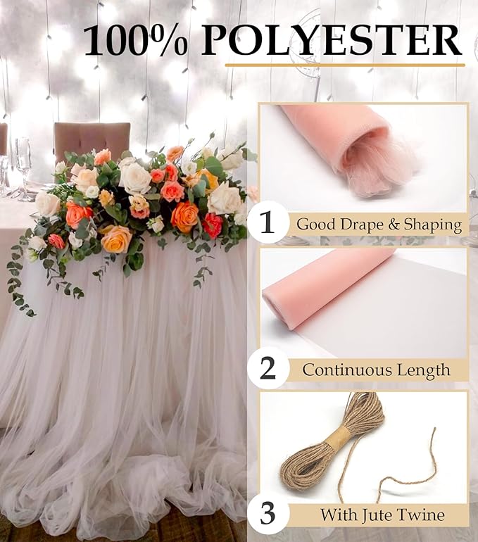 Blush Tulle Fabric Roll - Image 4