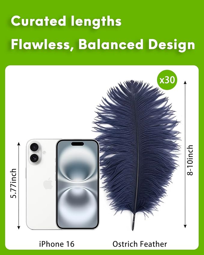NEWONG 30pcs Navy Blue Ostrich Feathers Natural Bulk 8-10inch Vase Craft - Image 2