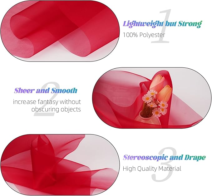 Crystal Organza Fabric Tulle 11 Inch by 50 Yards Sheer Tulle Rolls - Image 4