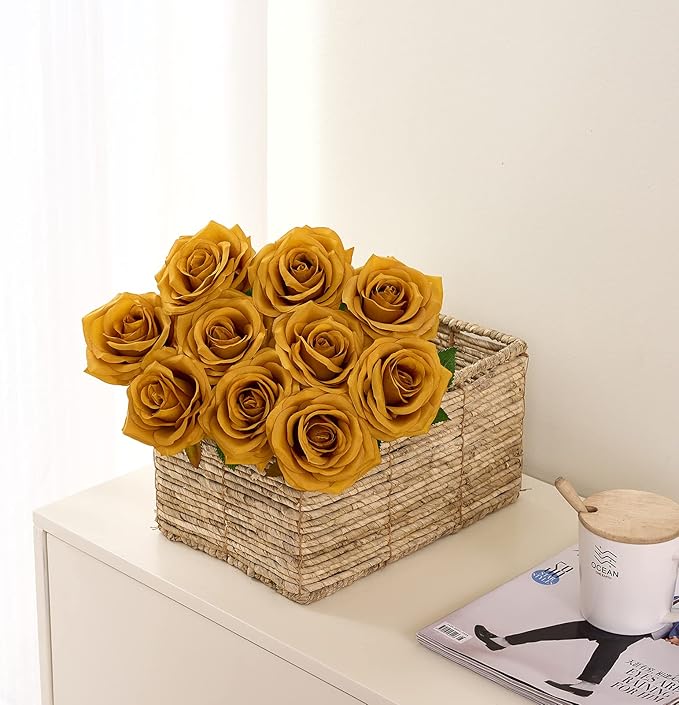 Artificial Rose 10pcs Open Flower Bouquet Faux Rose Stems - Image 4