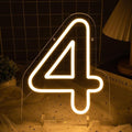 Number 4 LED Neon Sign Backdrop Birthday Party Decoration, 11.3" Height Warm by MissAudrey