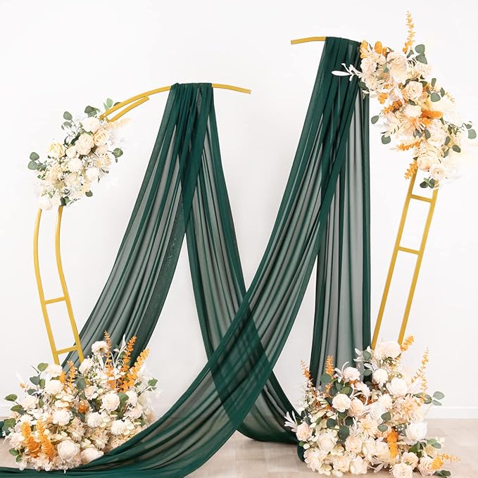 Socomi Wedding Arch Draping Fabric 1 Panel 29" x 19Ft Emerald Green Sheer - Image 4