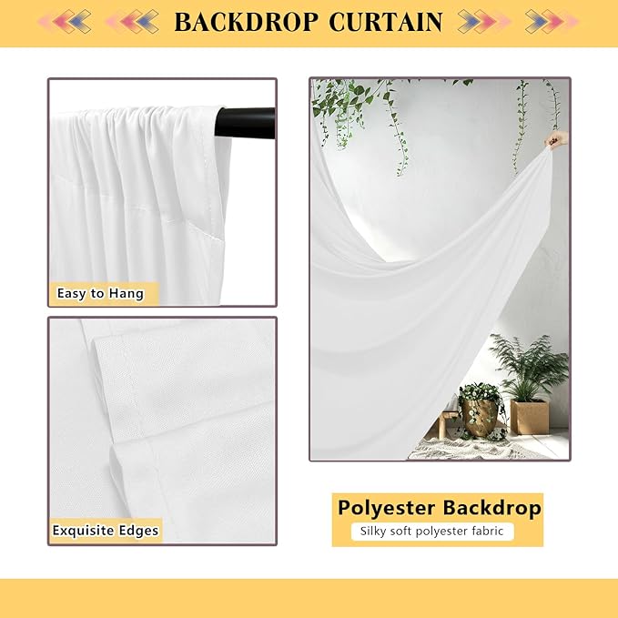 White Backdrop Curtains Wedding Background Drapes White Drapes - Image 7
