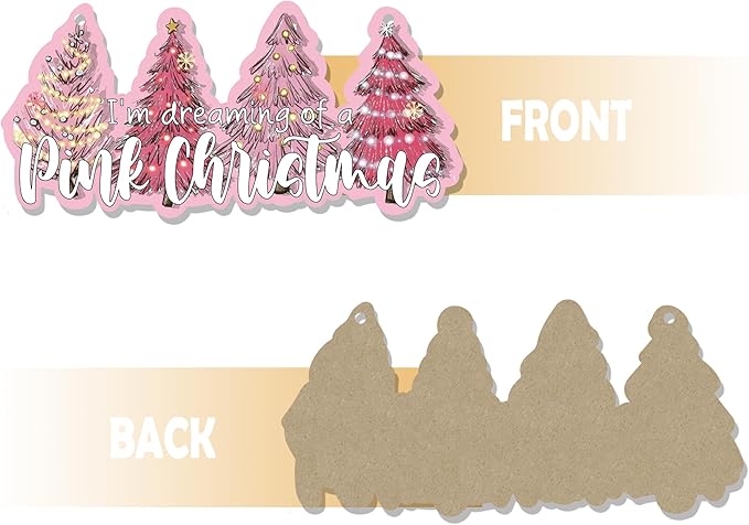 CGBHW Pink Christmas Tree Wooden Sign, I’m Dreaming of a Pink Christmas - Image 6