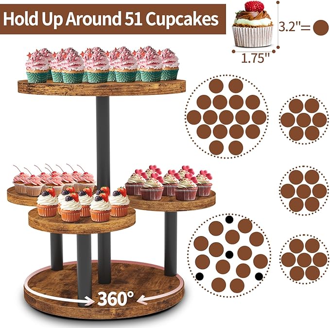 Cupcake Stand, 2 Pack Rotatable Cupcake Stand - Image 3