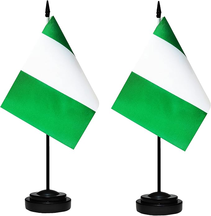 Nigeria Nigerian Deluxe Desk Flag Set Small Mini Miniature Nigeria Nigerian by tibijoy