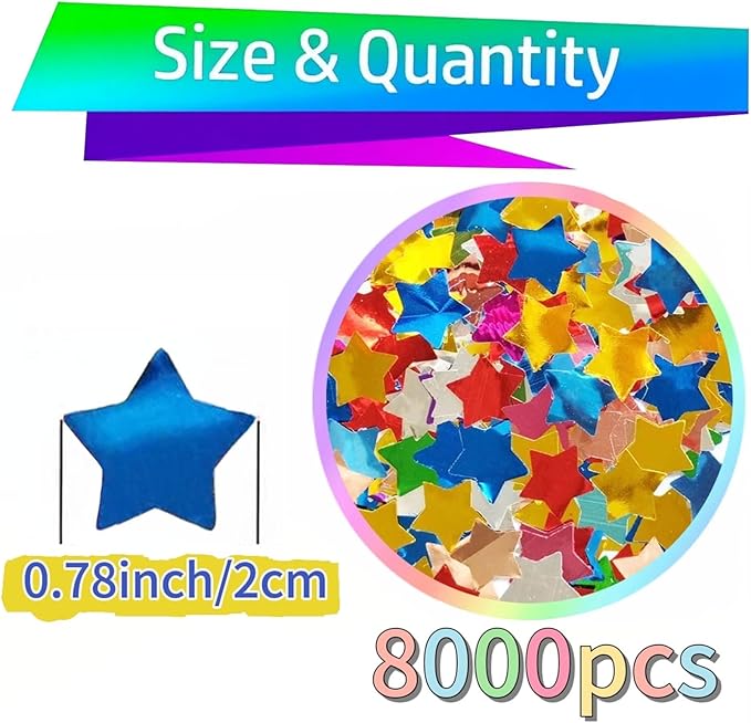 Rainbow Metallic Foil Star Confetti 0.78inch/2cm 8000PCS Table Confetti - Image 7