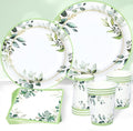 Green Party Plates Supplies, Sage Green Paper Eucalyptus Leaf Plates and Napkins by Frigg