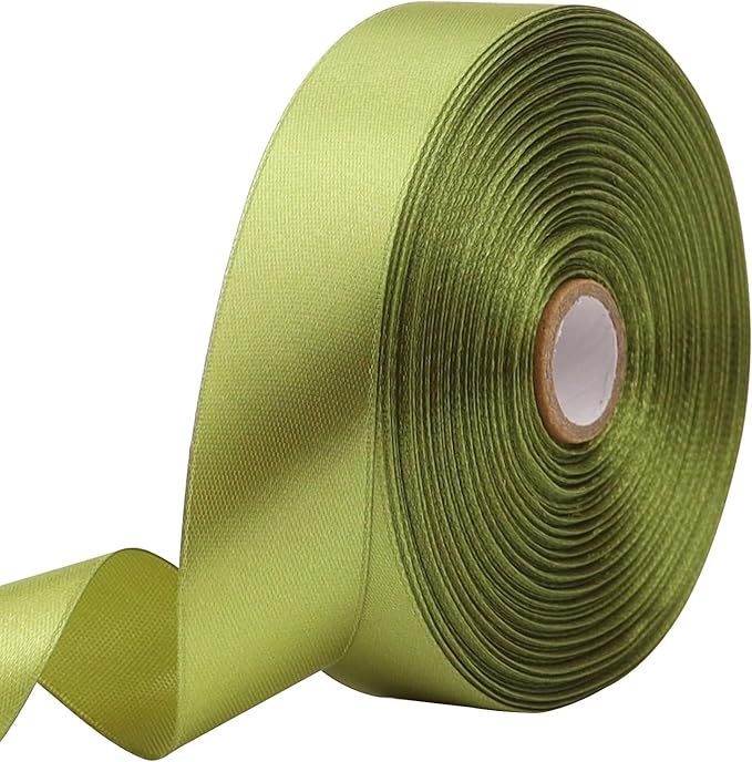 Light Green Solid Satin Ribbon 1 Inch 50 Yards Solid Polyester Fabric Ribbon by Riunbb