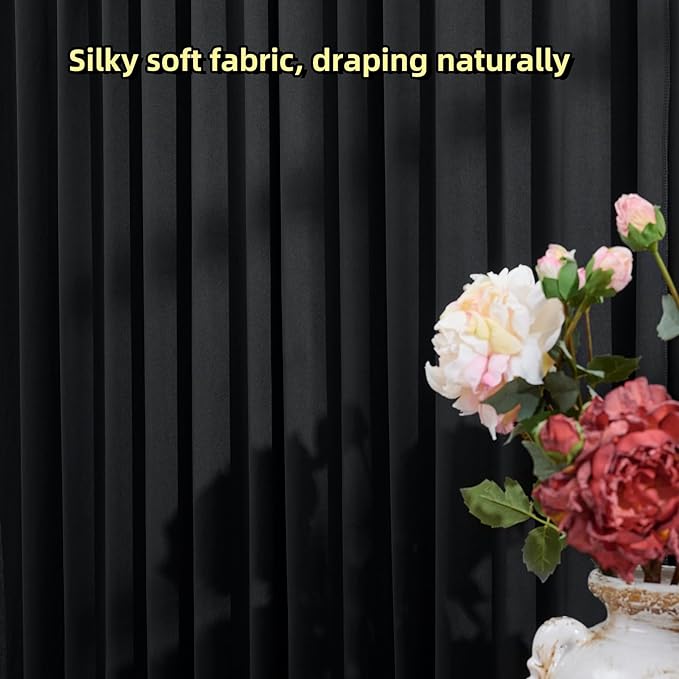 20ftx12ft Wrinkle Free Black Backdrop Curtain, 4 Panels 12FT Height Black - Image 5