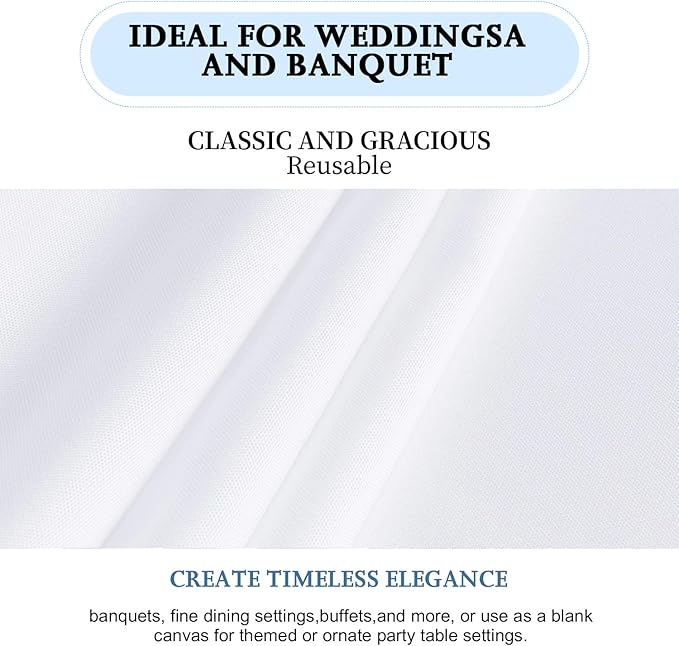 FINDYOU 10 Pack White Table Cloth Rectangle Table 60 x 102 Inch Tablecloths - Image 5
