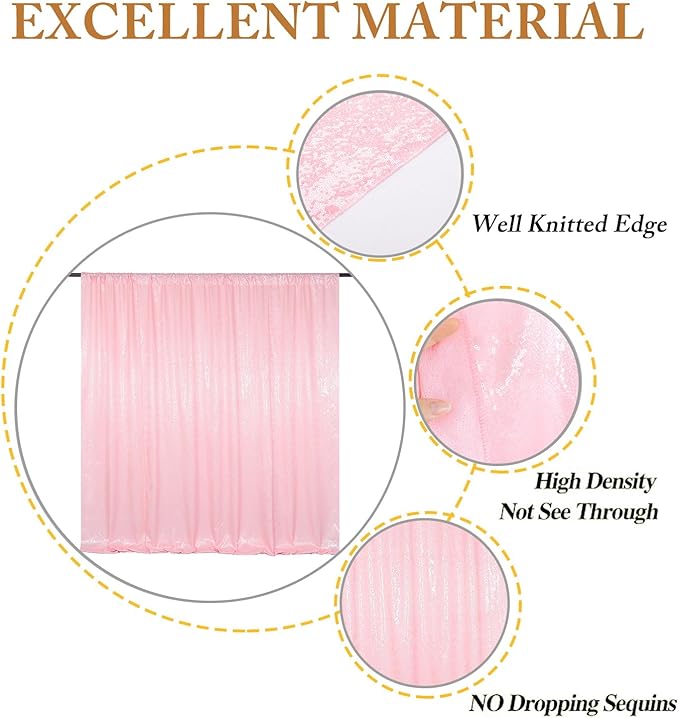 ShinyBeauty Pink Sequin Photo Backdrop 4FTx8FT - Image 7