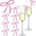 50 Pcs Bows Drink Tags Coquette Bow Wine Glass Charms Acrylic Bowknot Drink Tag by Colingmill