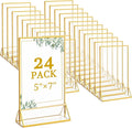 Floroom 24 Pack 5x7 Inch Clear Acrylic Sign Holders, Double-Sided Gold Display by Floroom