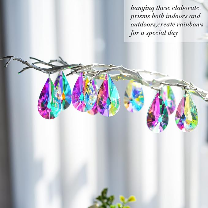 10 Pack Colorful Crystal Prisms Suncatcher, Sun Shine Catcher Rainbow Pendants - Image 3