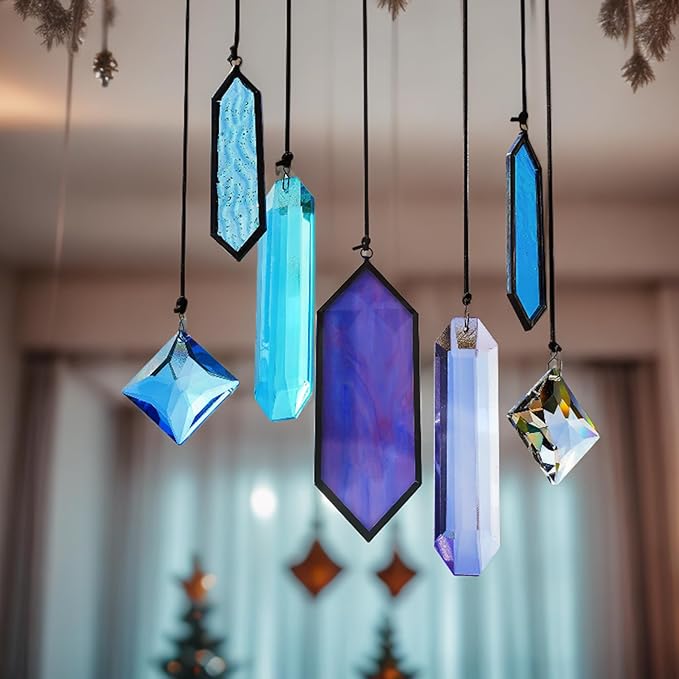 7 Pack Stained Glass Icicle Ornaments - Image 7