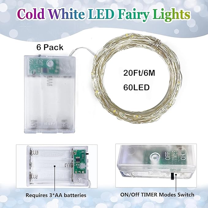 6 Pack Fairy Lights Battery Operated - Image 4