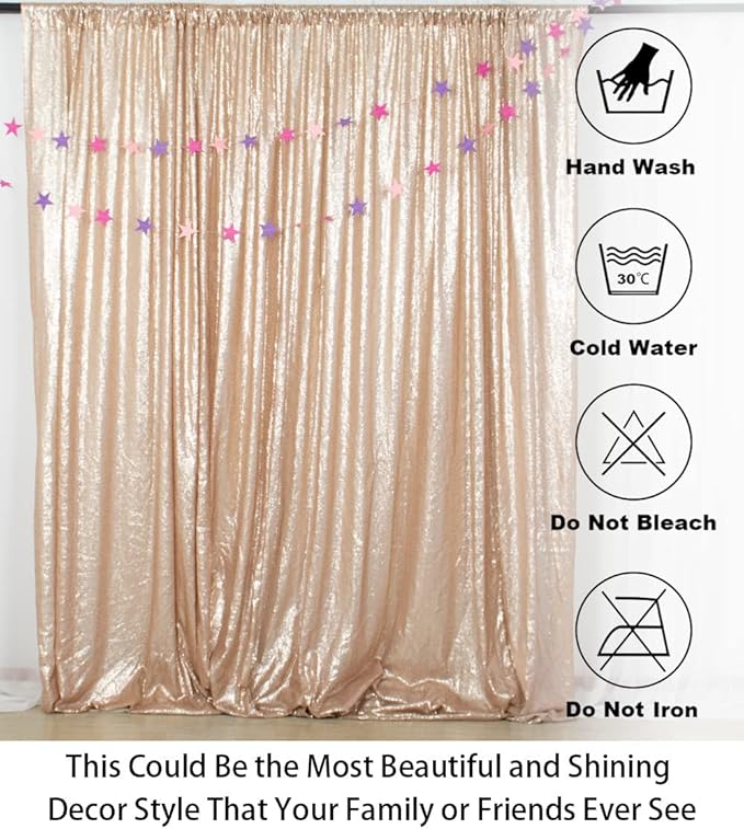 ShinyBeauty Sequence Backdrop Champagne 8FTx10FT Sequin Photo Backdrop - Image 5