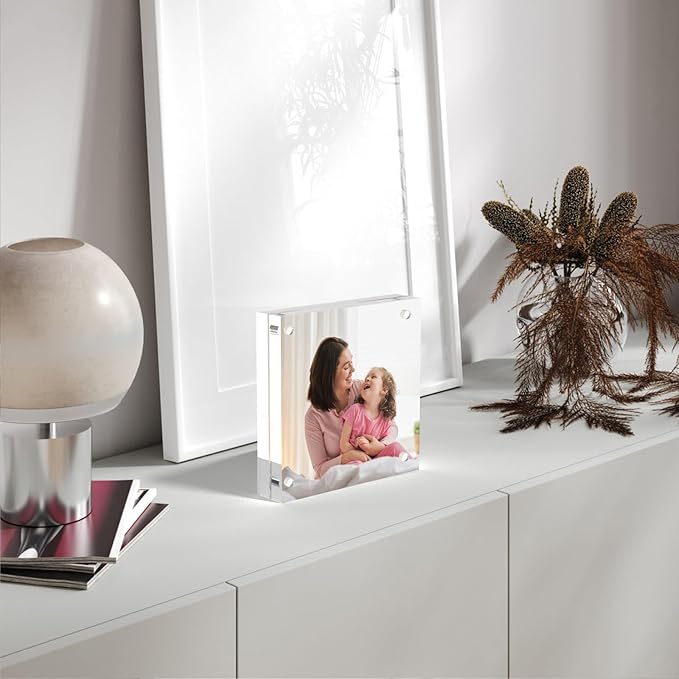 4x4 Acrylic Picture Frames, 20mm Thick Clear Frameless Magnetic Photo Frames - Image 4