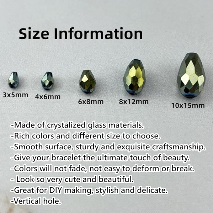 100pcs 8x12mm Teardrop Crystal Glass Beads - Image 2