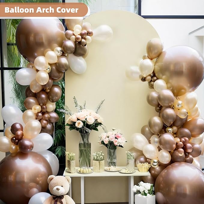 HEMMOTOP Light Beige Arch Backdrop Cover, 6 ft Spandex Arch Covers Stretchy - Image 3