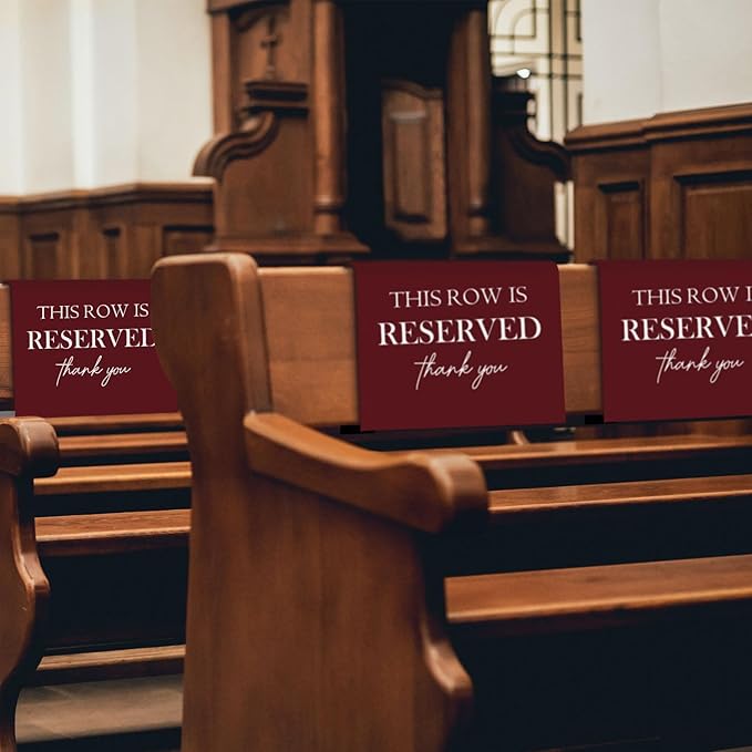 Reserved Seating Chair Signs, This Row Is Reserved Pew Cloths Seating - Image 3