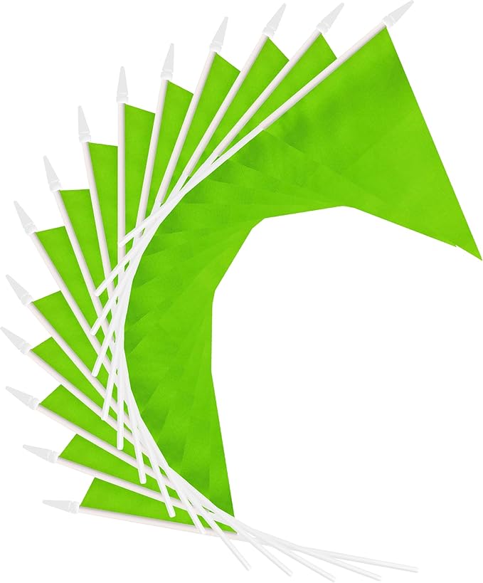 12 Pack Green Pennant Flags Small Mini Hand Held Solid Color Pennant On Sticks - Image 4