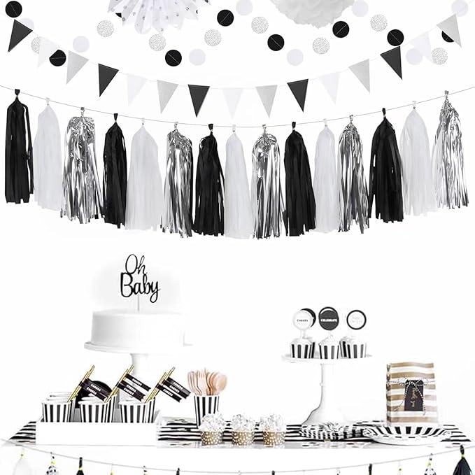Black White-Silver Party-Decorations - Image 7