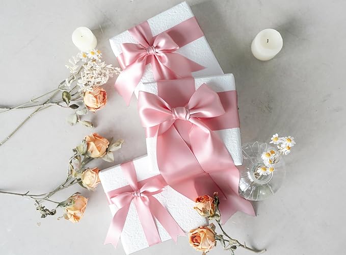 Pink Satin Ribbon 2.5 Inch Double-Faced Valentines Ribbons - Image 6